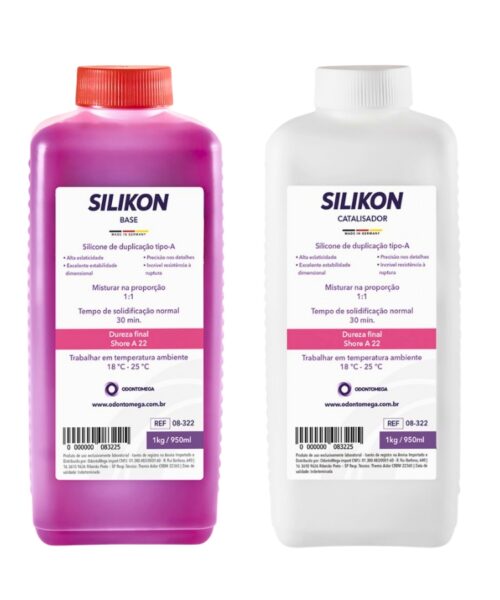 "silicone silikon de duplicação, dureza shore A 22, contém uma base 950ml, um catalisador de 950ml"